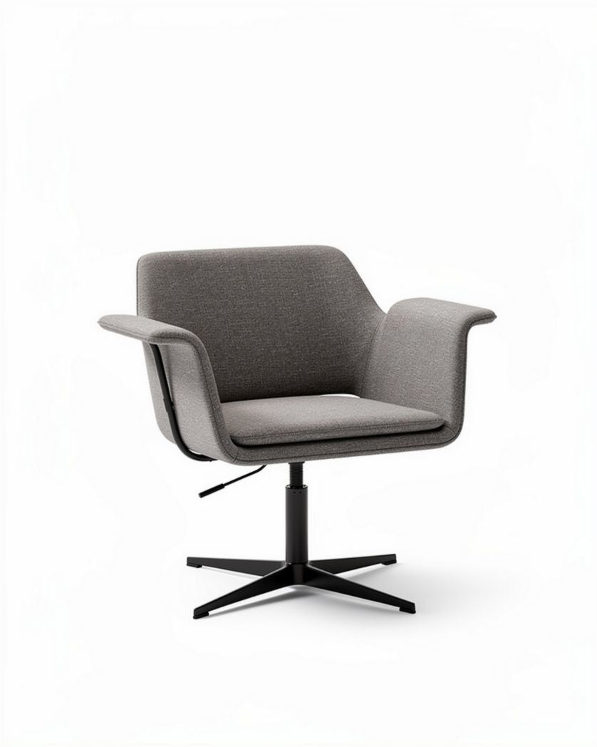 Chaise de bureau pivotante en tissu et acier - 70 x 70 x 80cm