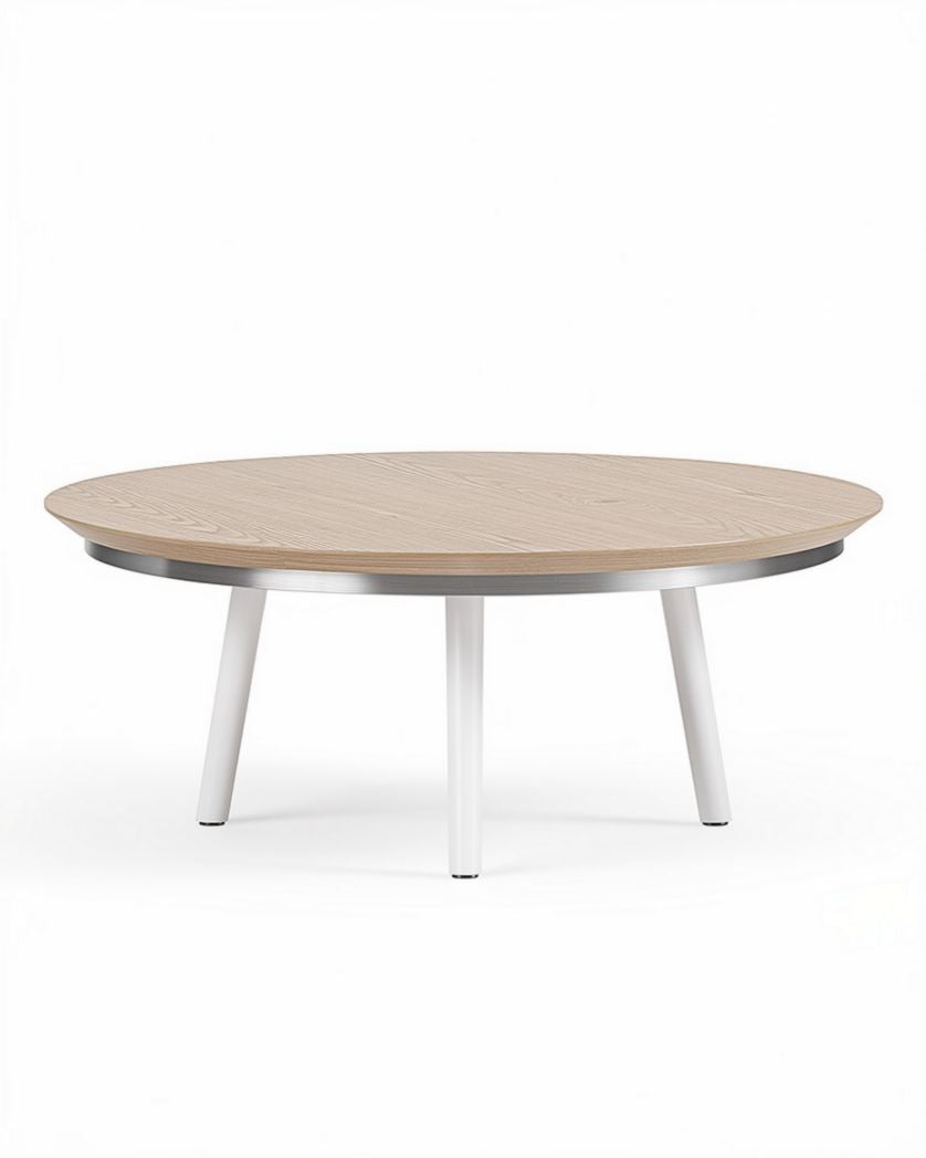 Table basse ronde en bois et métal pour salon - 80 x 80 x 40cm