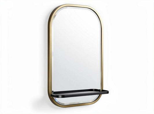 Miroir mural avec étagère pour entrée en métal et verre - 60 x 40 x 5cm