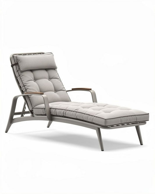 Chaise longue de détente en aluminium et tissu - 180 x 65 x 90cm