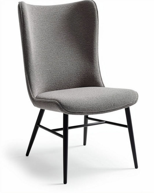 Chaise de salle à manger en tissu gris avec pieds en métal - 45 x 60 x 90cm